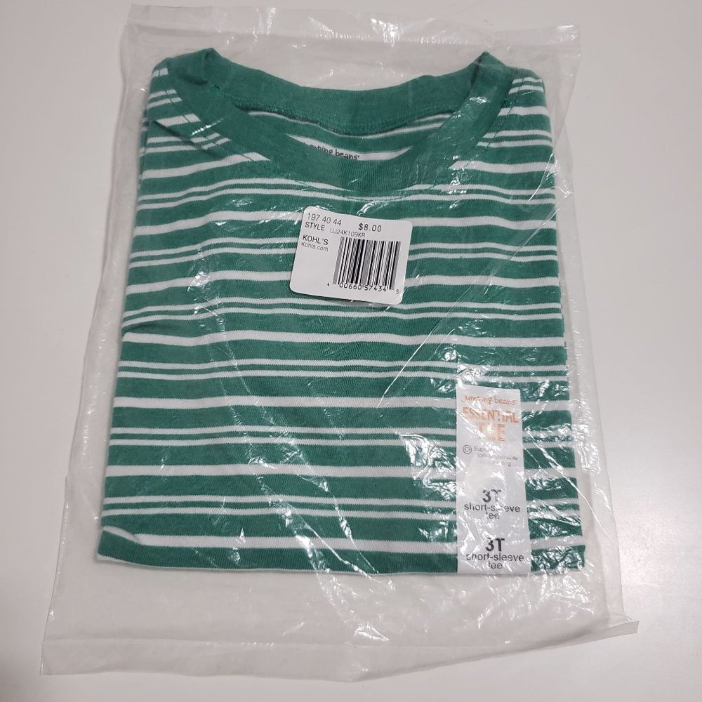 New Jumping Beans Essential Stipe Tee in‎ Green - Size 3T - Picture 2 of 4